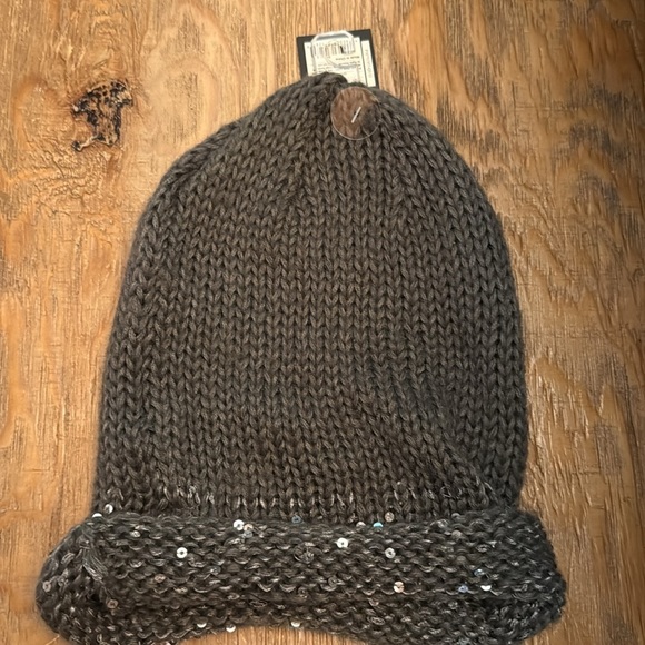 Gray Knit Beanie with Sequins - Picture 2 of 2